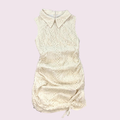 Beige sleeveless lace mini dress (overpiece not included)1