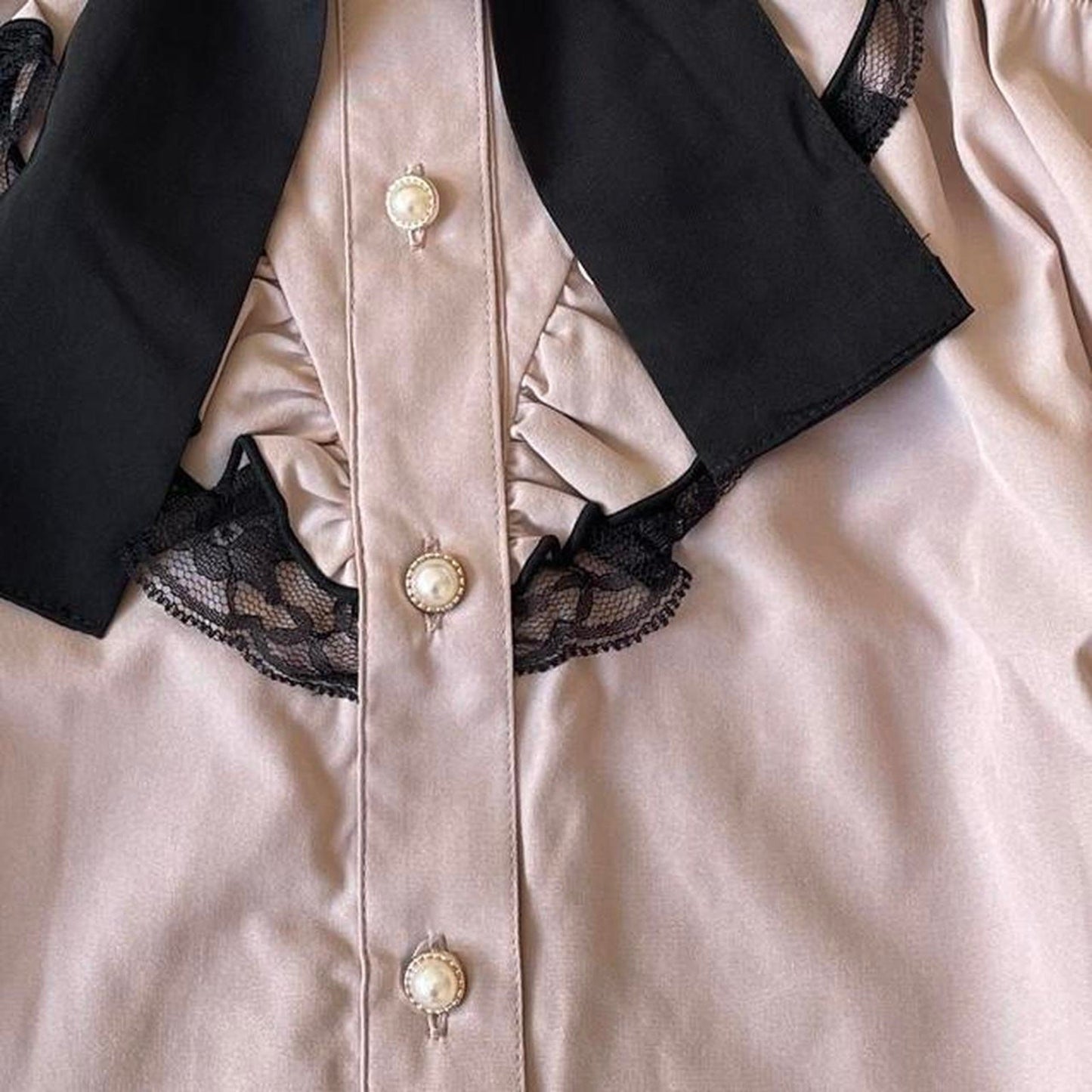 Japanese Brand Lamcy romantic cut-out lace blouse with bow3