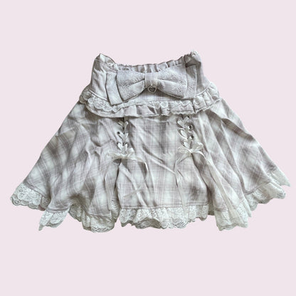 Noemie pink lace up skirt with builtin shorts, girly jfashion0