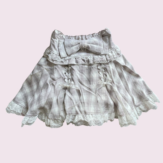 Noemie pink lace up skirt with builtin shorts, girly jfashion0