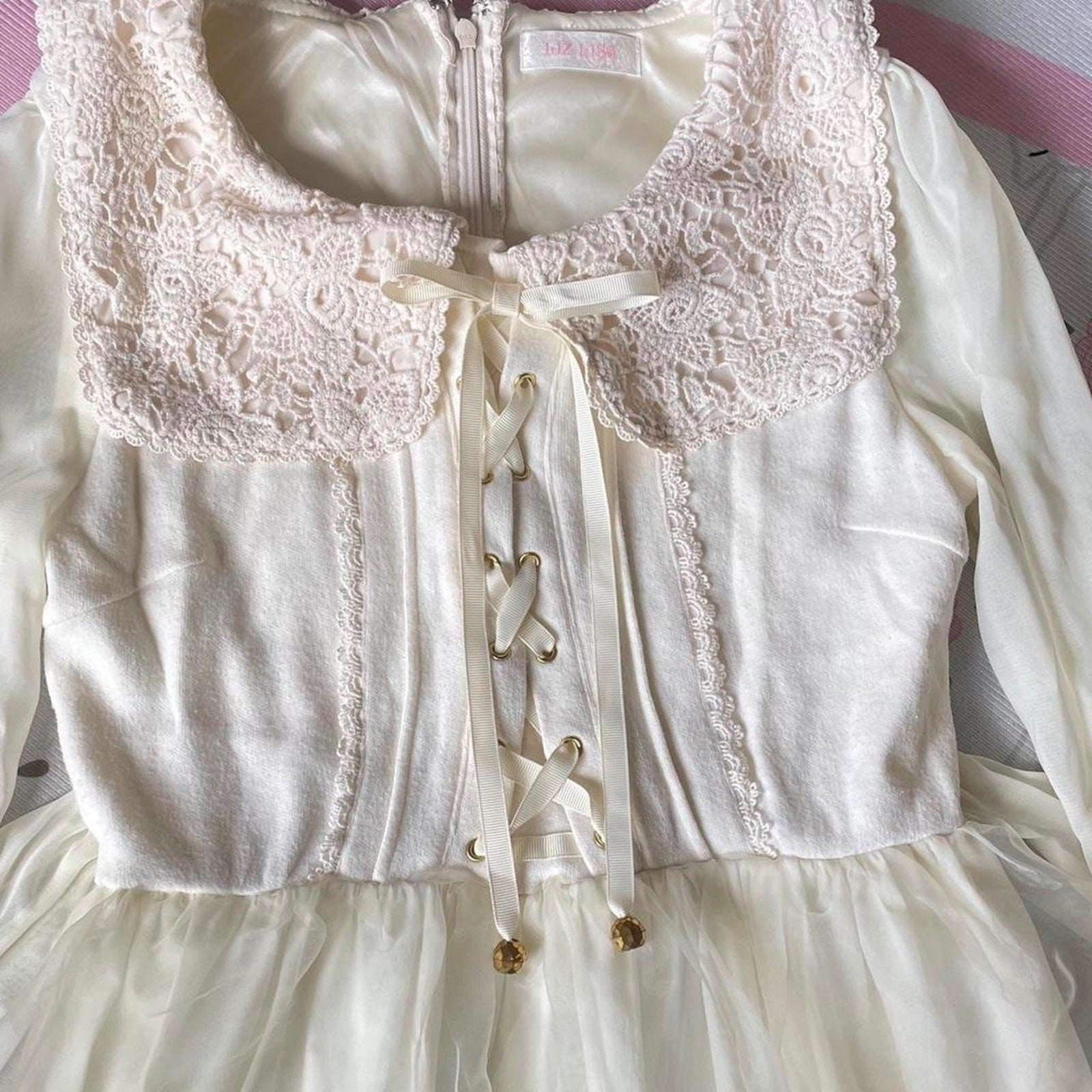 Liz Lisa ivory lace princess dress with tulle overlay1