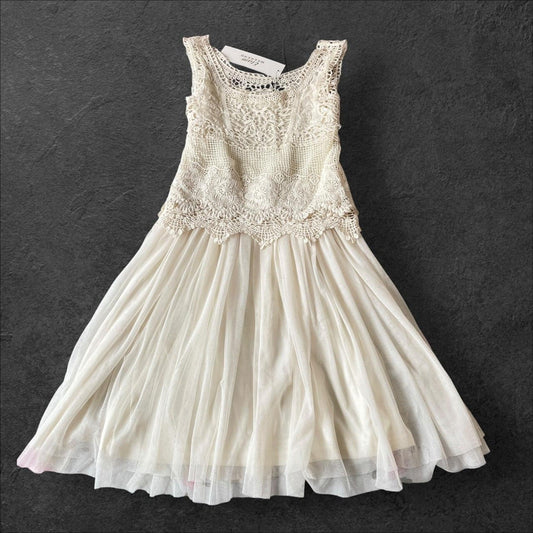 Cream Layered Two-Piece Dress Set, brand new0