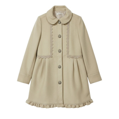 Axes Femme Beige Lace Trim Coat – Classic Romantic Style0