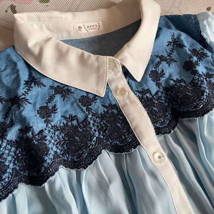 Axes Femme Blue Lace Collar Top/Shirt Dress2
