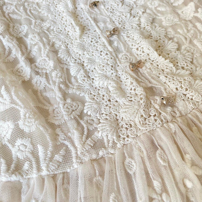Liz Lisa ivory embroidered lace dress with scalloped hem3
