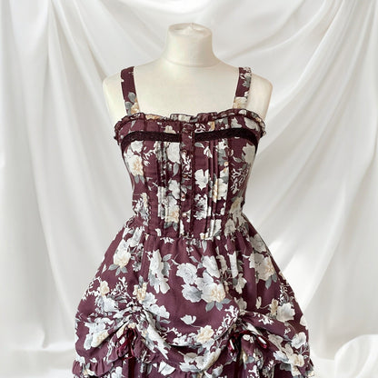 Axes Femme Floral Dress Lace-Up Tiered High-Low Hem3