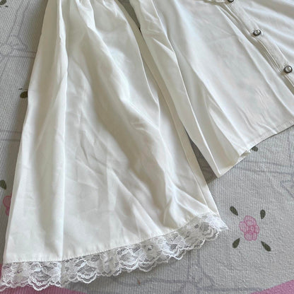 Noemie Romantic White Lace-Up Heart Blouse with Bell Sleeves4
