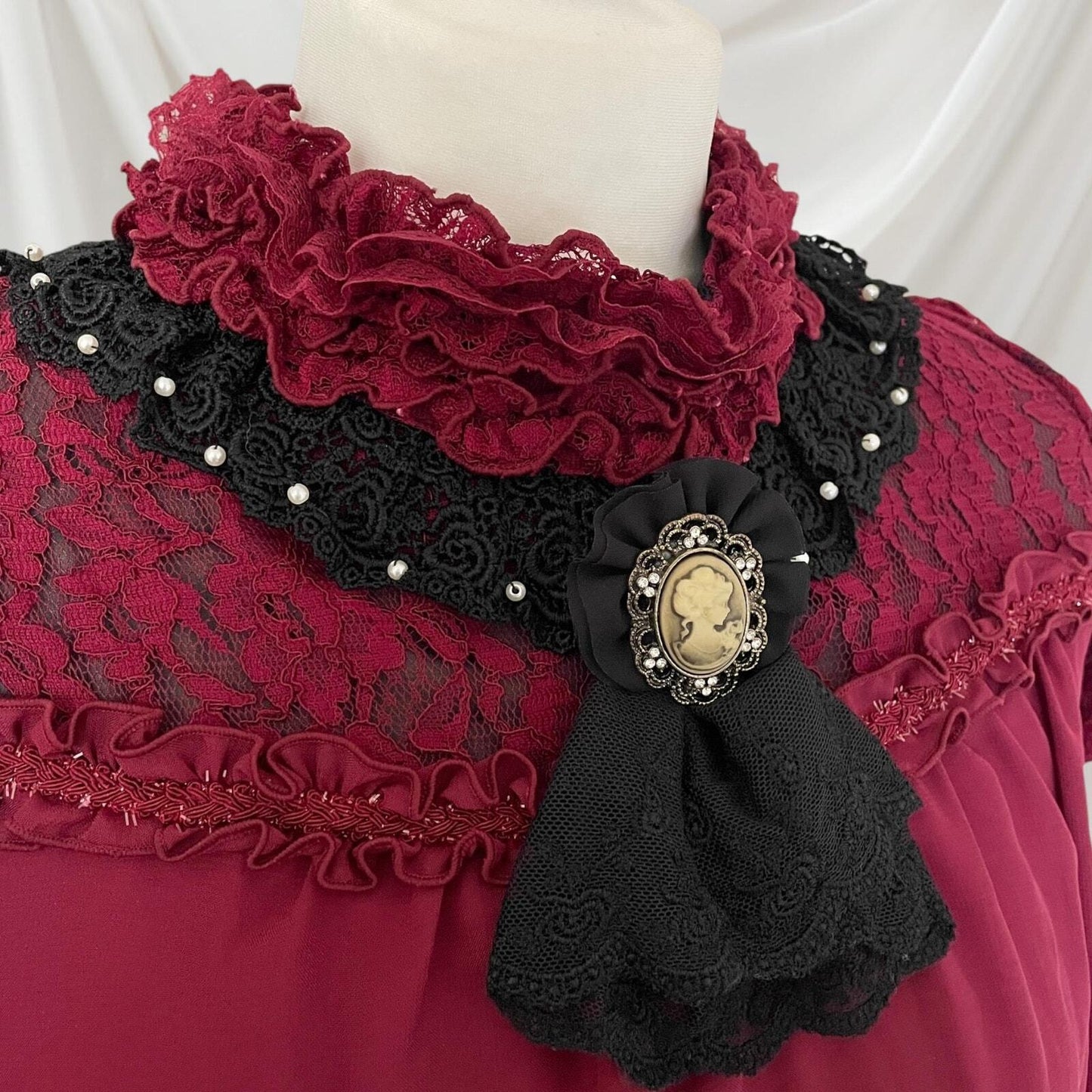 Axes femme burgundy lace dress - elegant gothic Lolita formal gown prom dress2