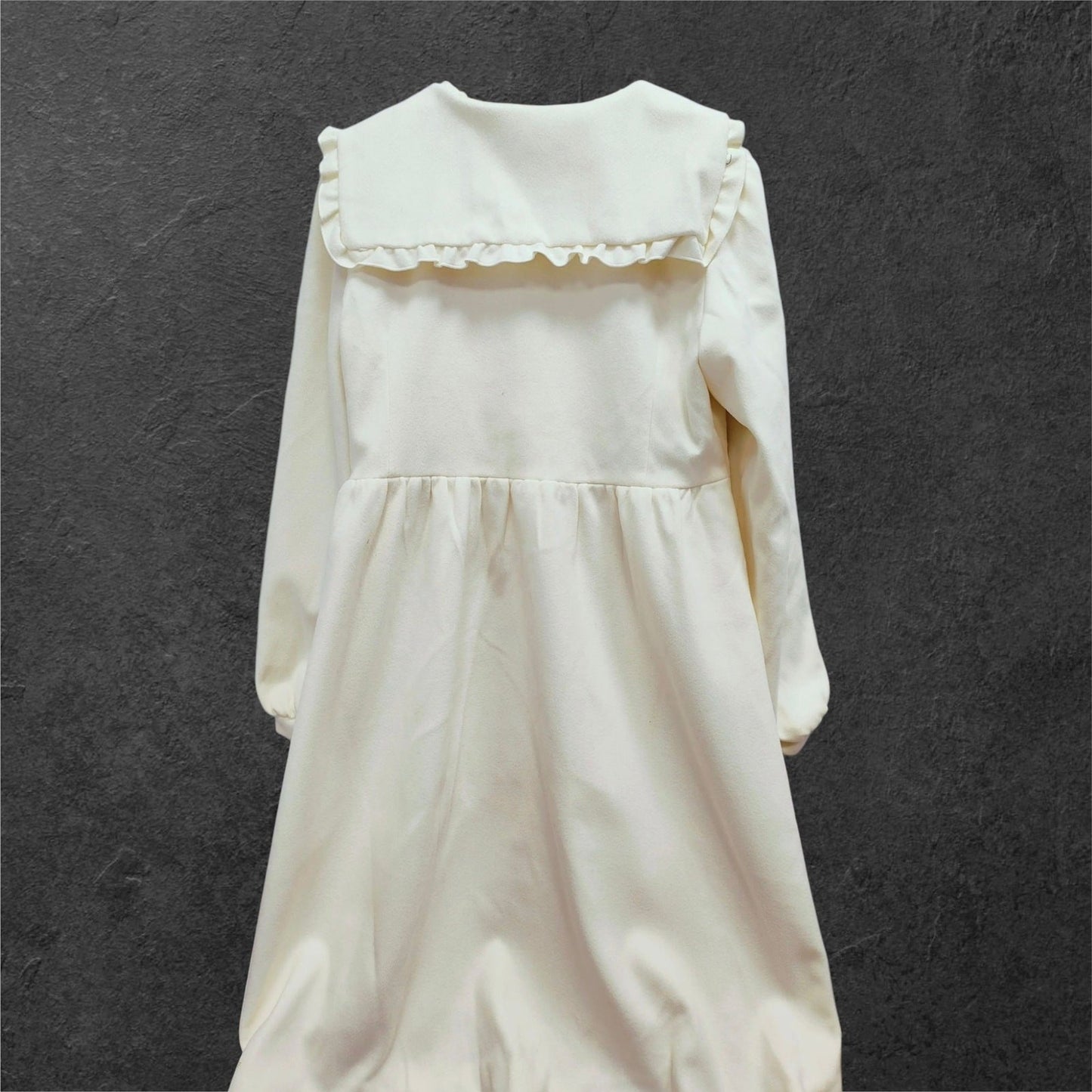 Axes Femme ivory coat dress, pearl button soft girly outerwear, jfashion2