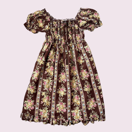 Liz Lisa vintage floral dress – brown & rose print0