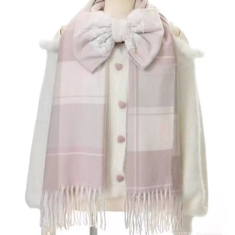 Liz Lisa Check Scarf with Detachable Bow – Himekaji / Sweet Lolita Style0