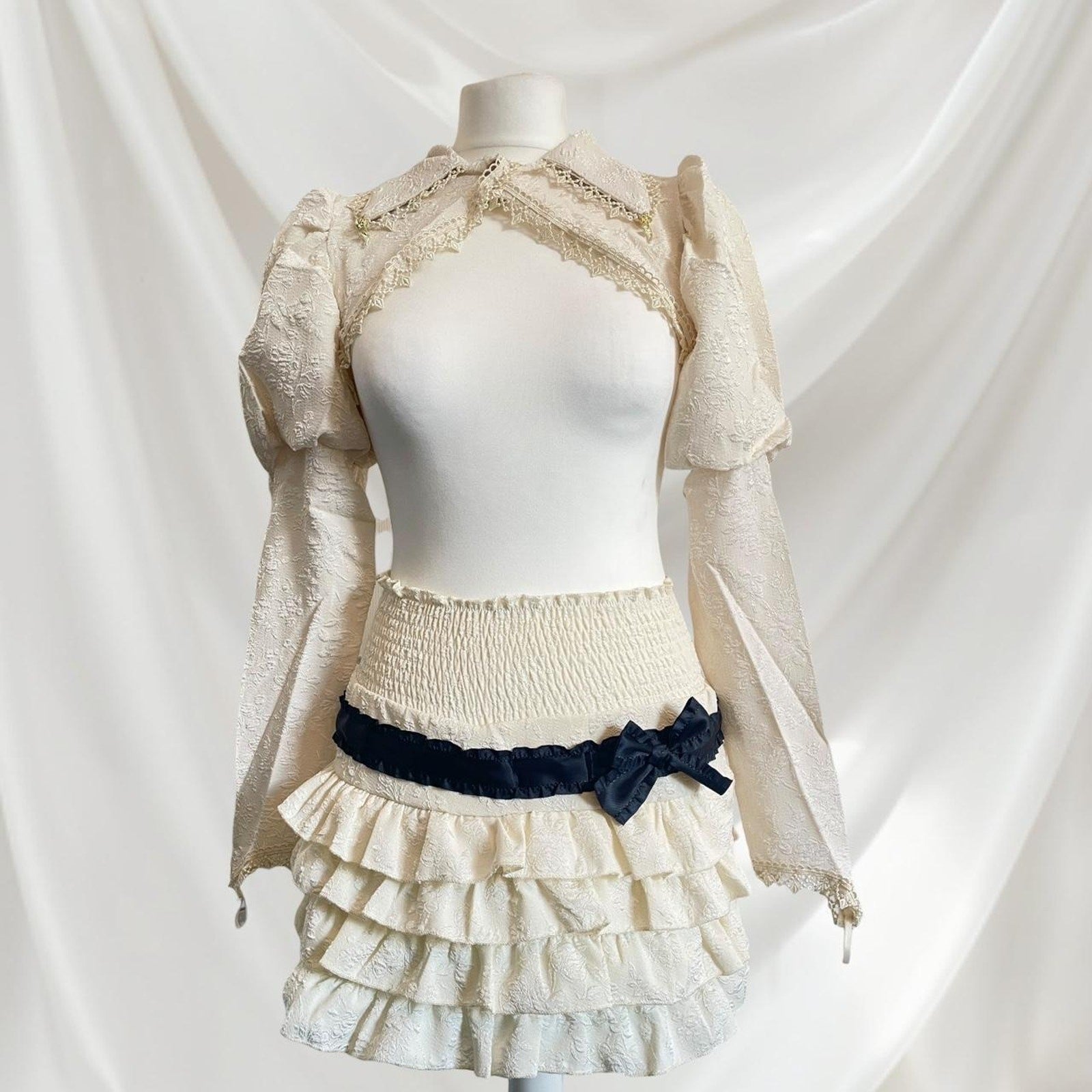  Babydoll milkmaid cream tiered frilly multi-layers ruffles mini skirt/ skort5