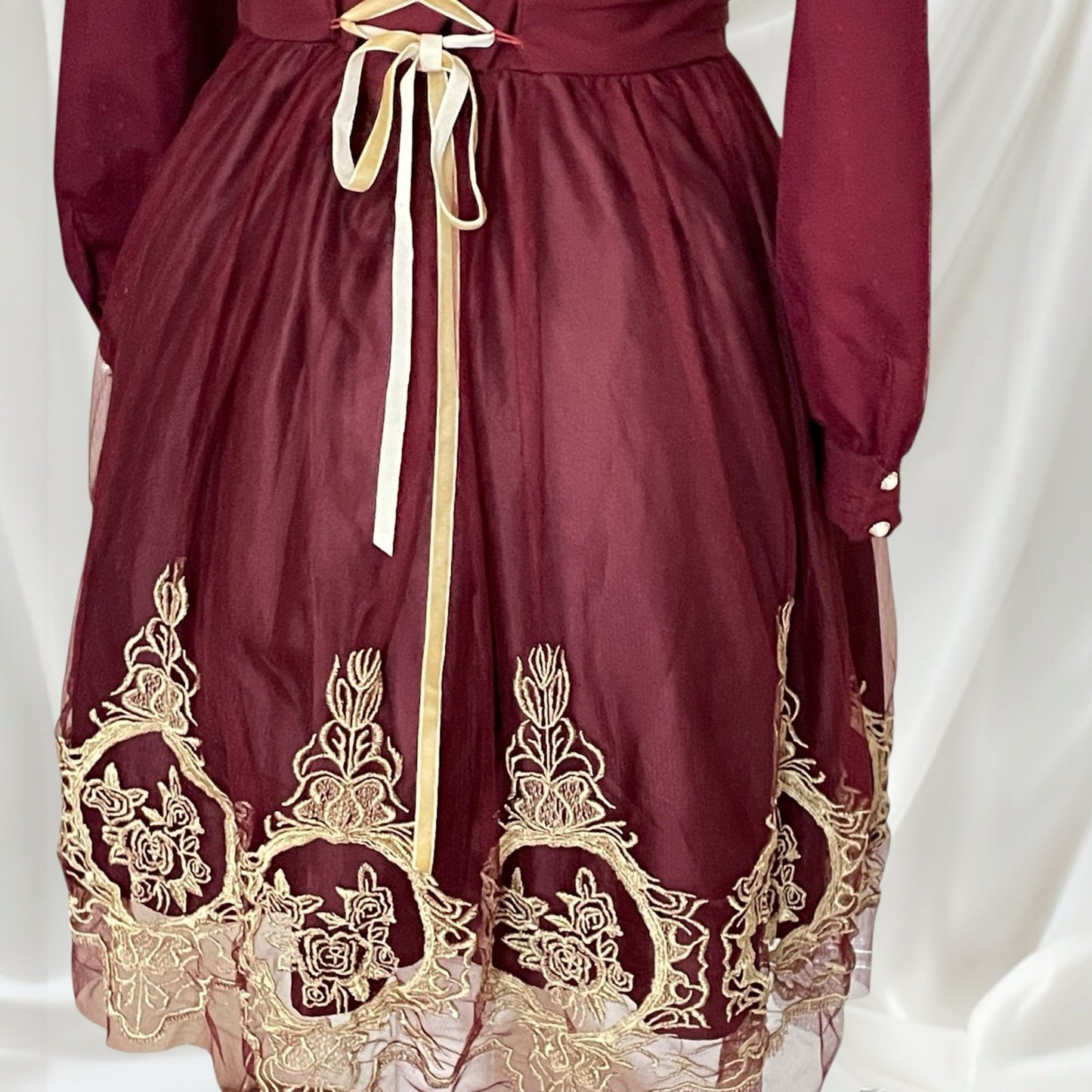 Axes Femme Burgundy Lolita Dress with a Separate Matching Petticoat5