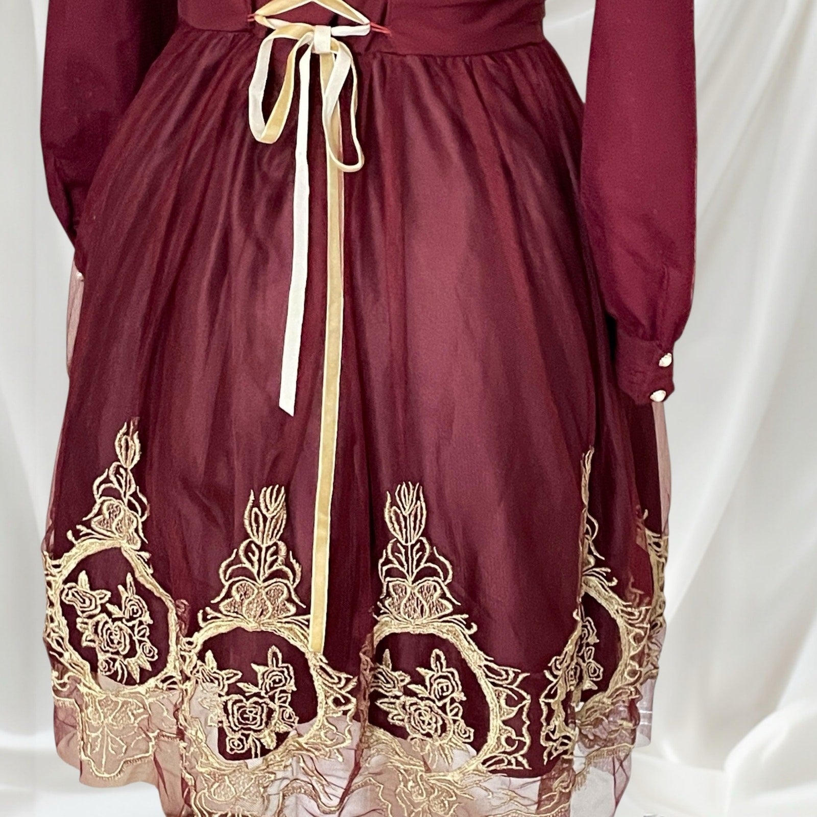 Axes Femme Burgundy Lolita Dress with a Separate Matching Petticoat5