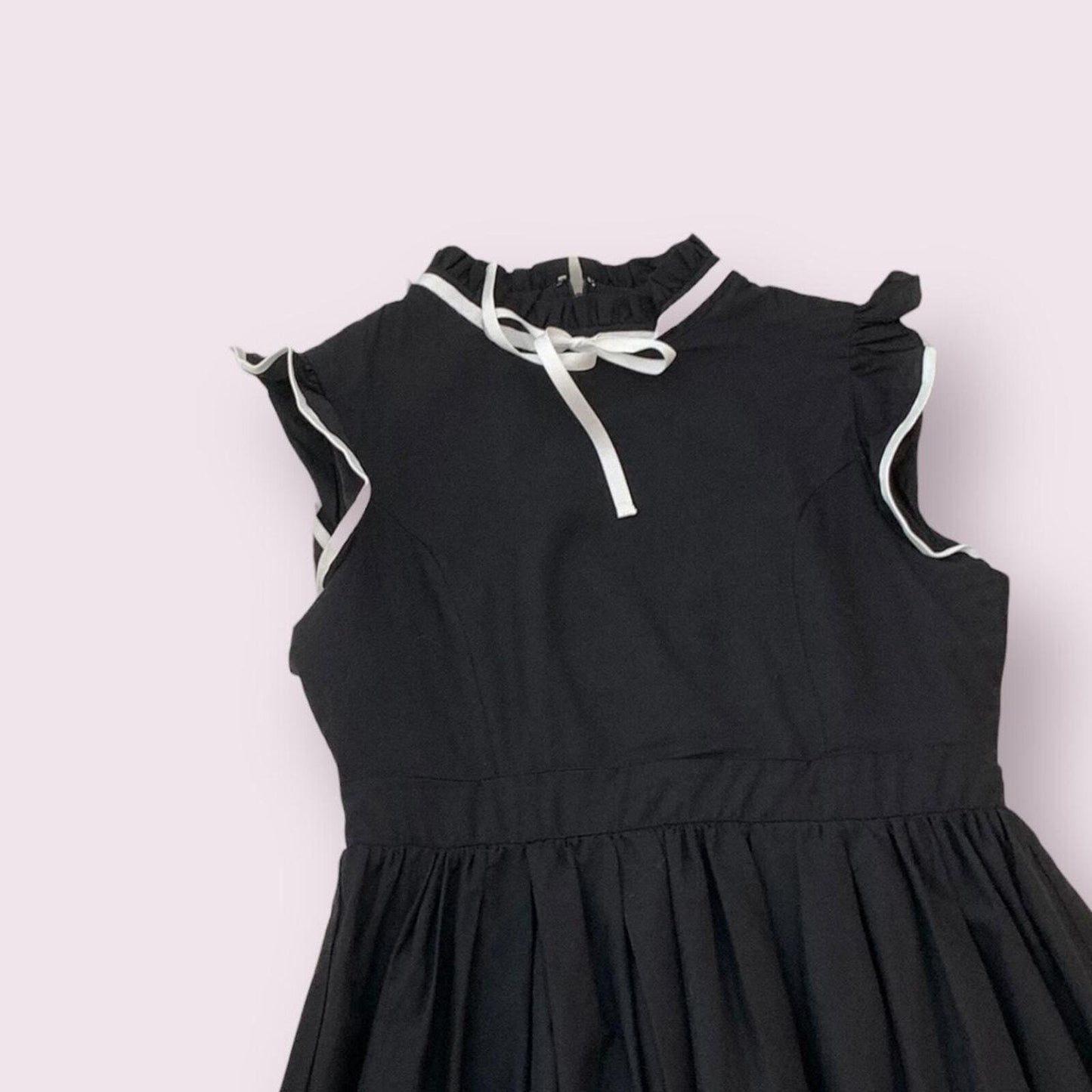 Mini dress in black with floral embroidery detail3