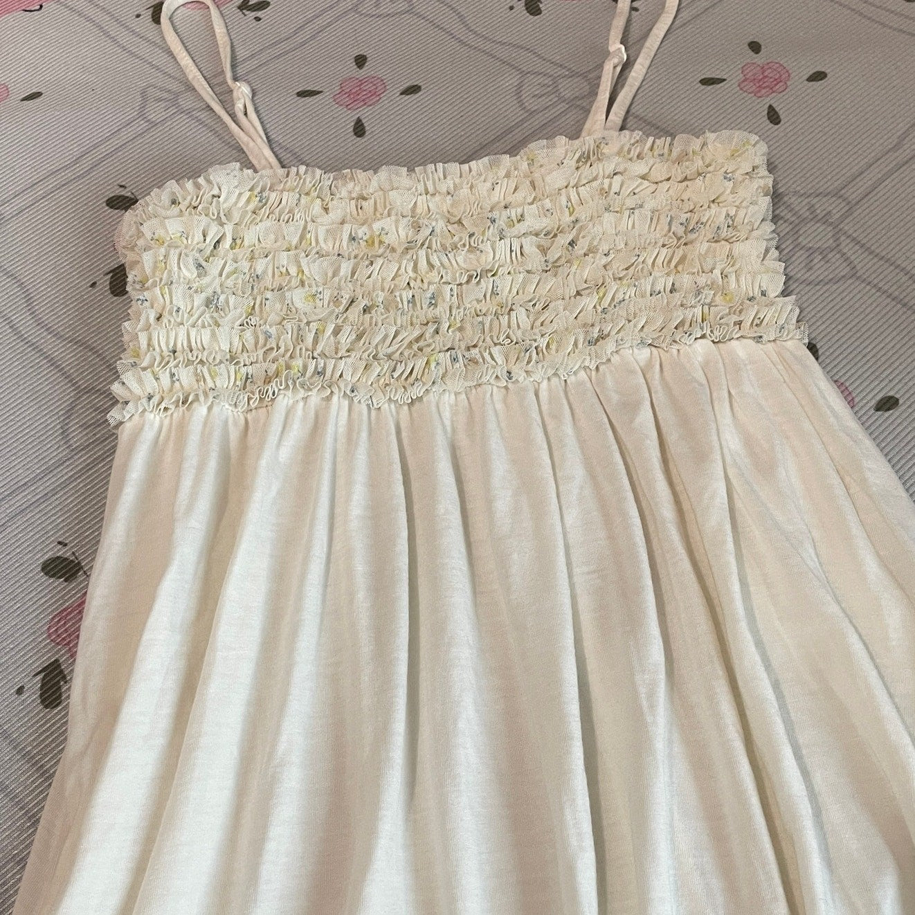 Gelato Pique Ruffle Shirred Ruffle Camisole Dress Roomwear Loungewear1