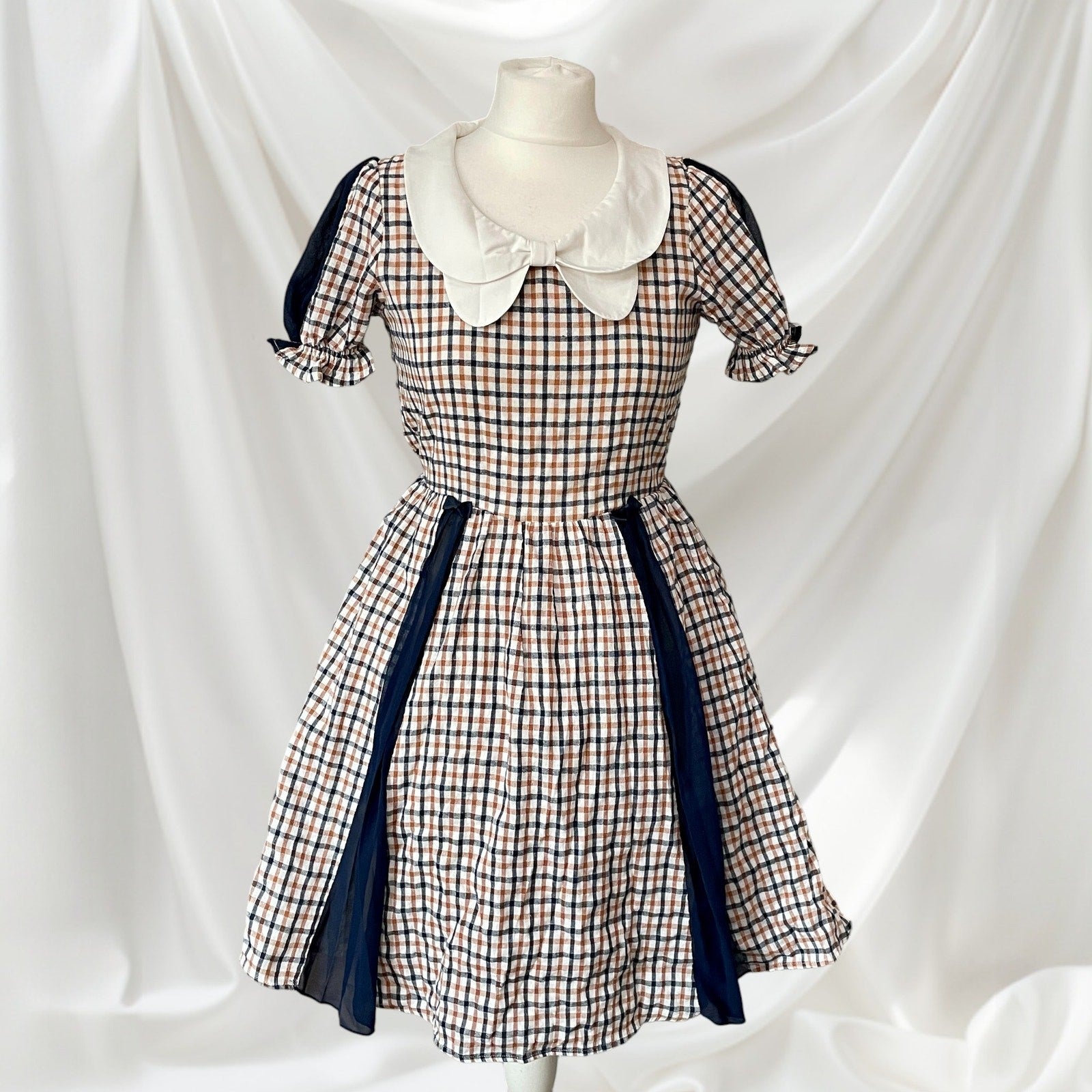 Axes Femme Academic Check Dress Peter Pan Collar Girly0