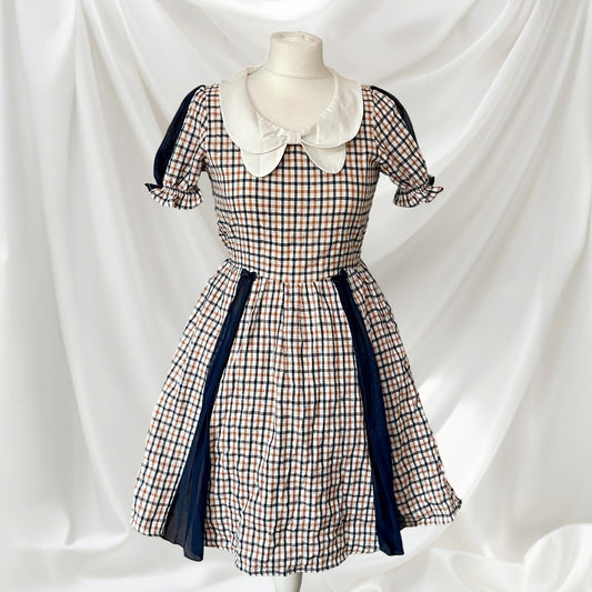 Axes Femme Academic Check Dress Peter Pan Collar Girly0
