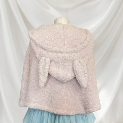 Gelato Pique fluffy bunny-ear cape, soft cozy loungewear, light pink2