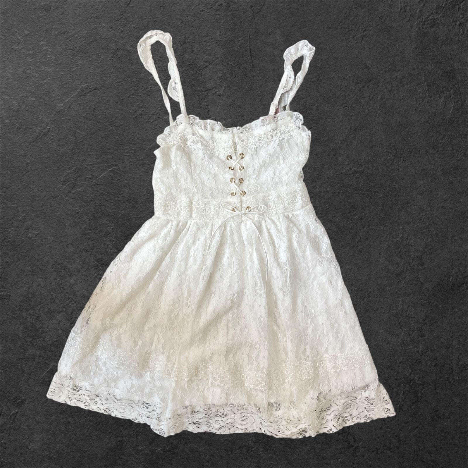 White lace summer mini dress JSK Jfashion kawaii light-lolita style XS/S3
