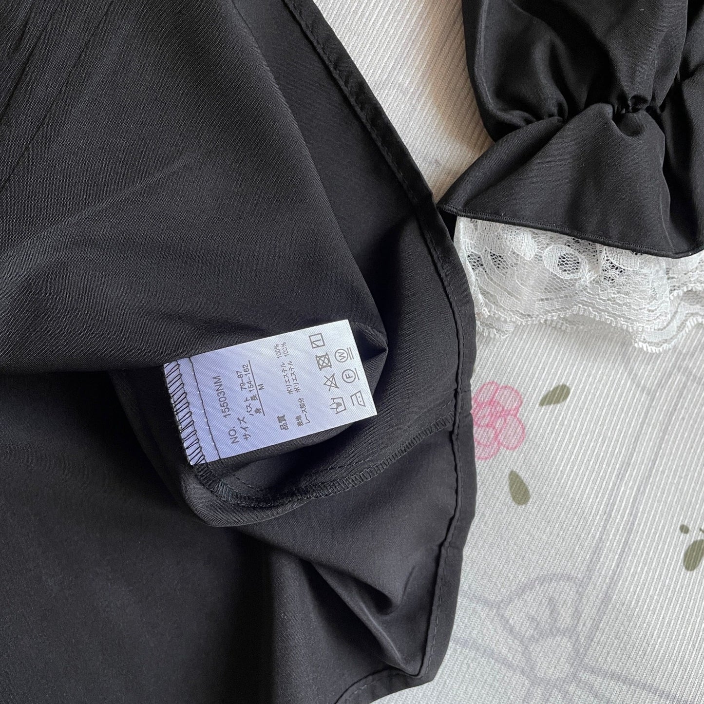 Noémie Black Lace Blouse with Satin Bow & Pearl Button Details3