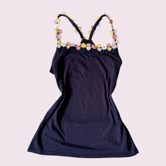 Olive des Olive navy racerback tank top with daisy trim – fairycore y2k vibes0