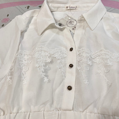 Axes Femme shirt dress ivory lace-detail – sweet romantic jfashion4