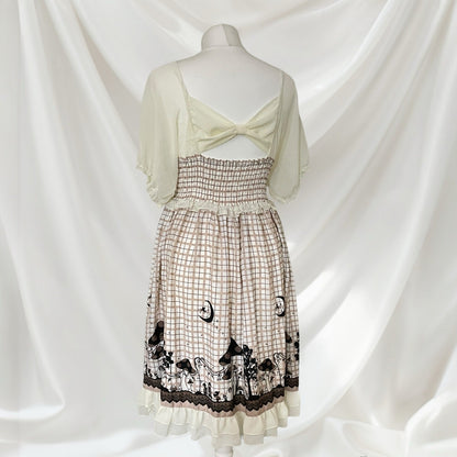 Axes Femme beige plaid dress with built-in sleeves3