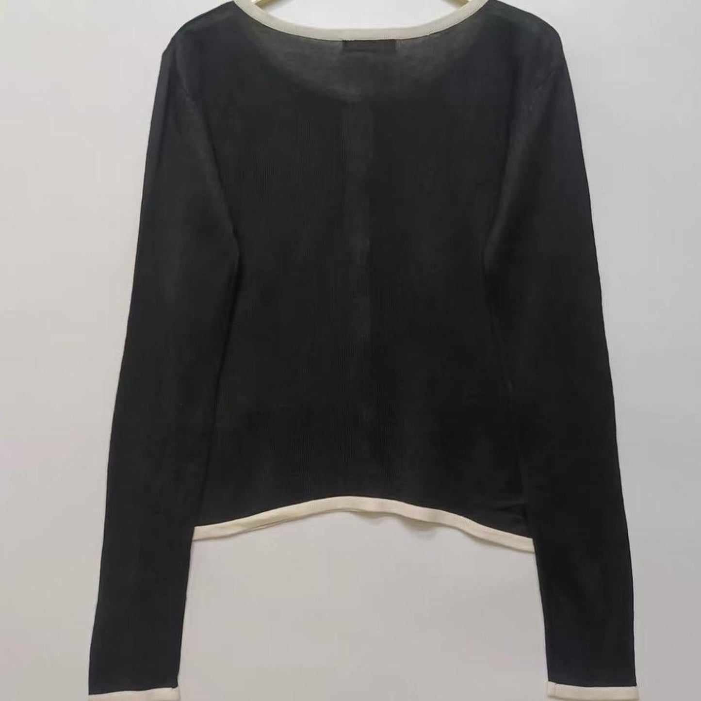 Y2k Japanese Vintage Black Cardigan Contrast Trim, Parisian / Soft Girl Style1