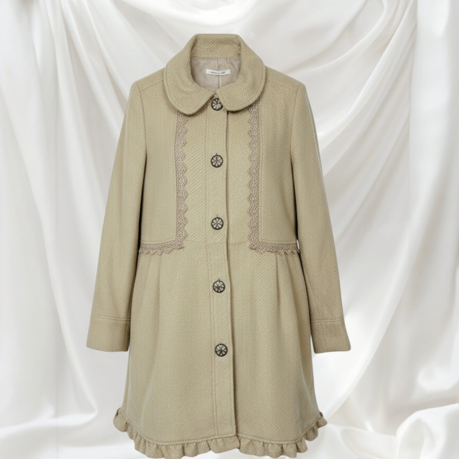 Axes Femme Beige Lace Trim Coat – Classic Romantic Style6