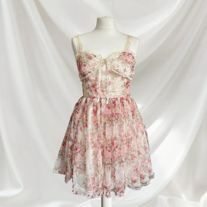 Liz Lisa Gyaru floral lace onesize dress babydoll milkmaid mini dress Japanese 0