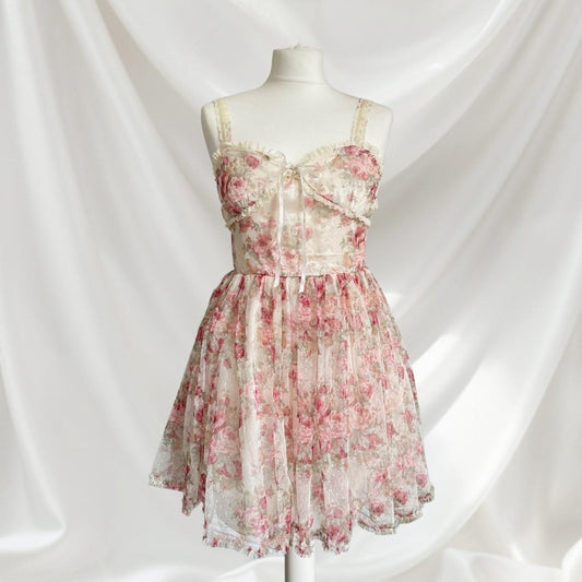 Liz Lisa Gyaru floral lace onesize dress babydoll milkmaid mini dress Japanese 0