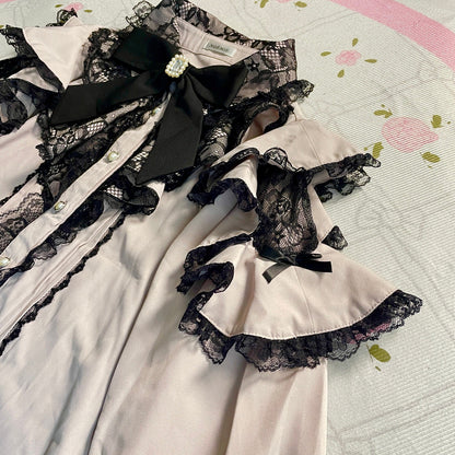 Japanese Brand Noemie lace ruffle blouse with satin bow3