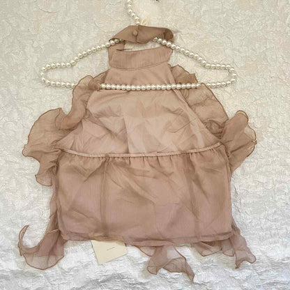 Halterneck tank top with ruffle design 2