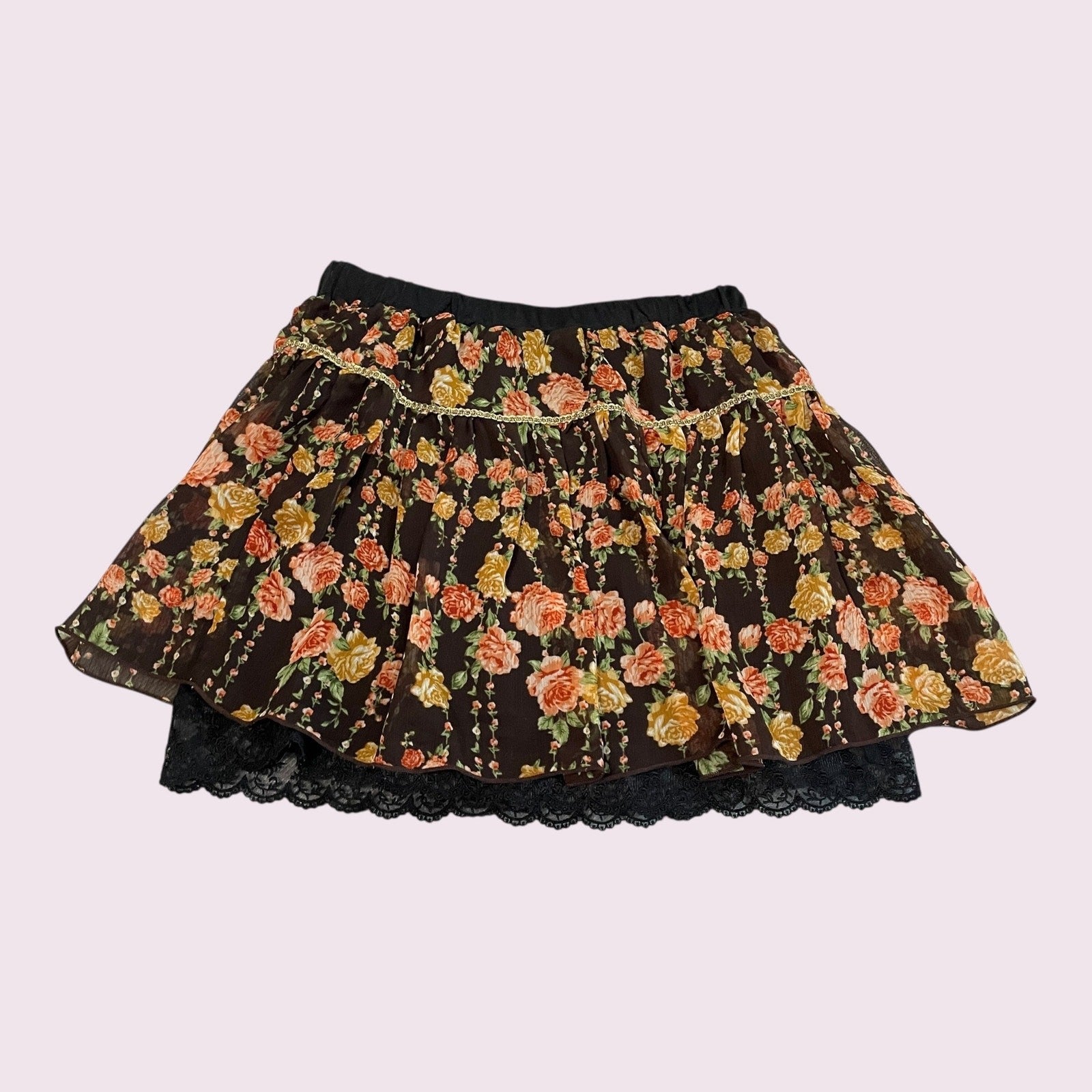 Vintage Japanese Floral Print Mini Skirt0