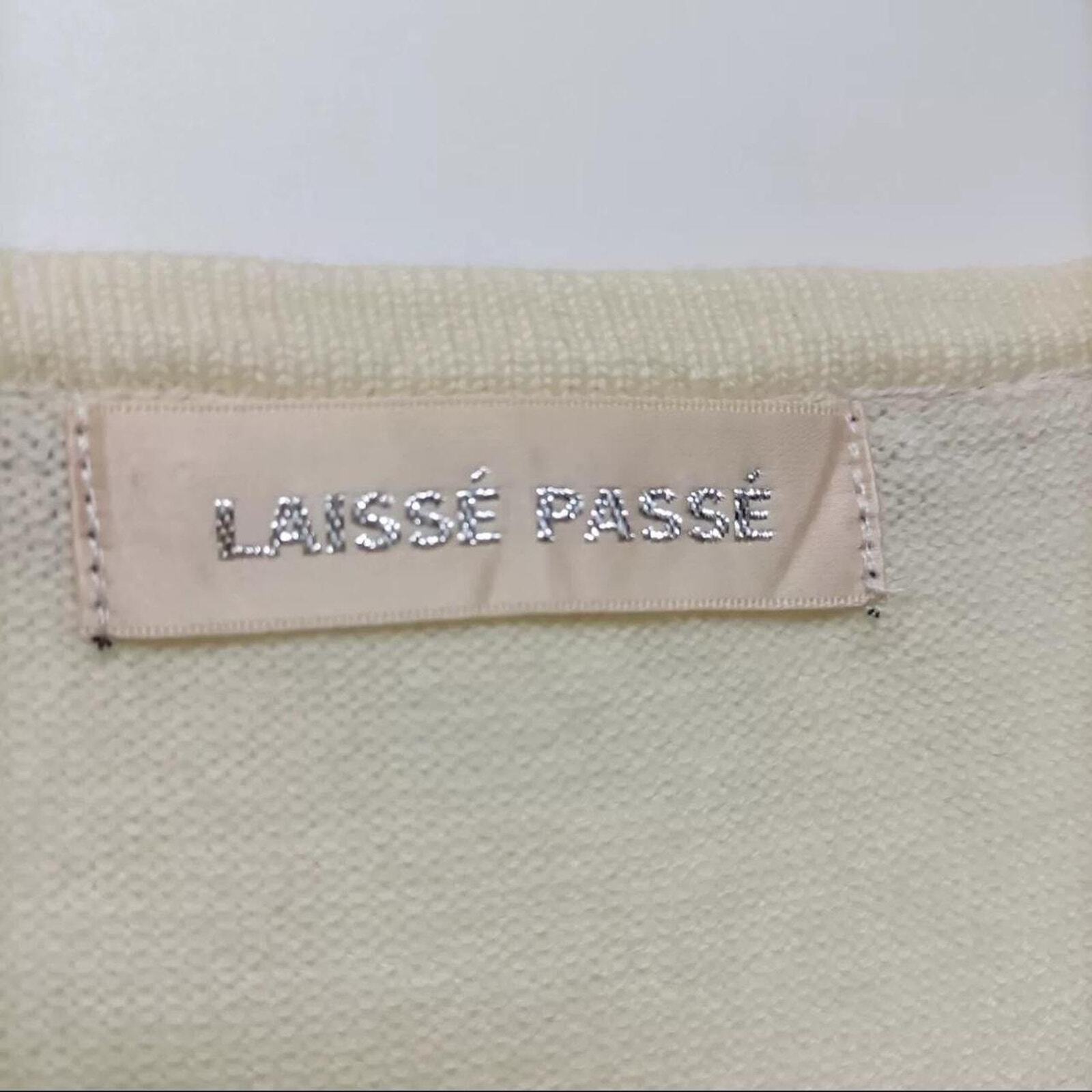 Laisse Passe beige cropped cardigan with lace trim and pearl details fits xs/s3