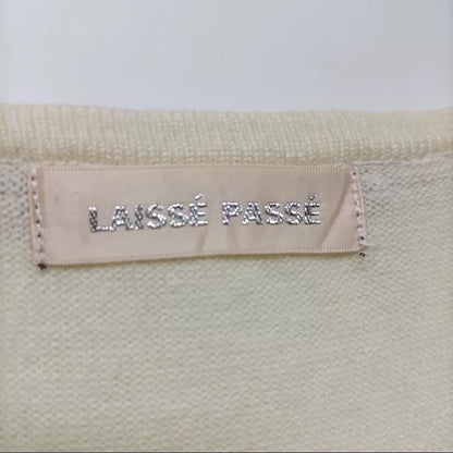 Laisse Passe beige cropped cardigan with lace trim and pearl details fits xs/s3