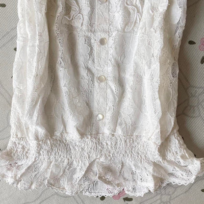 Japanese vintage lace blouse with shirred waist5