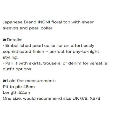 Japanese Brand INGNI floral top with sheer sleeves and pearl collar4