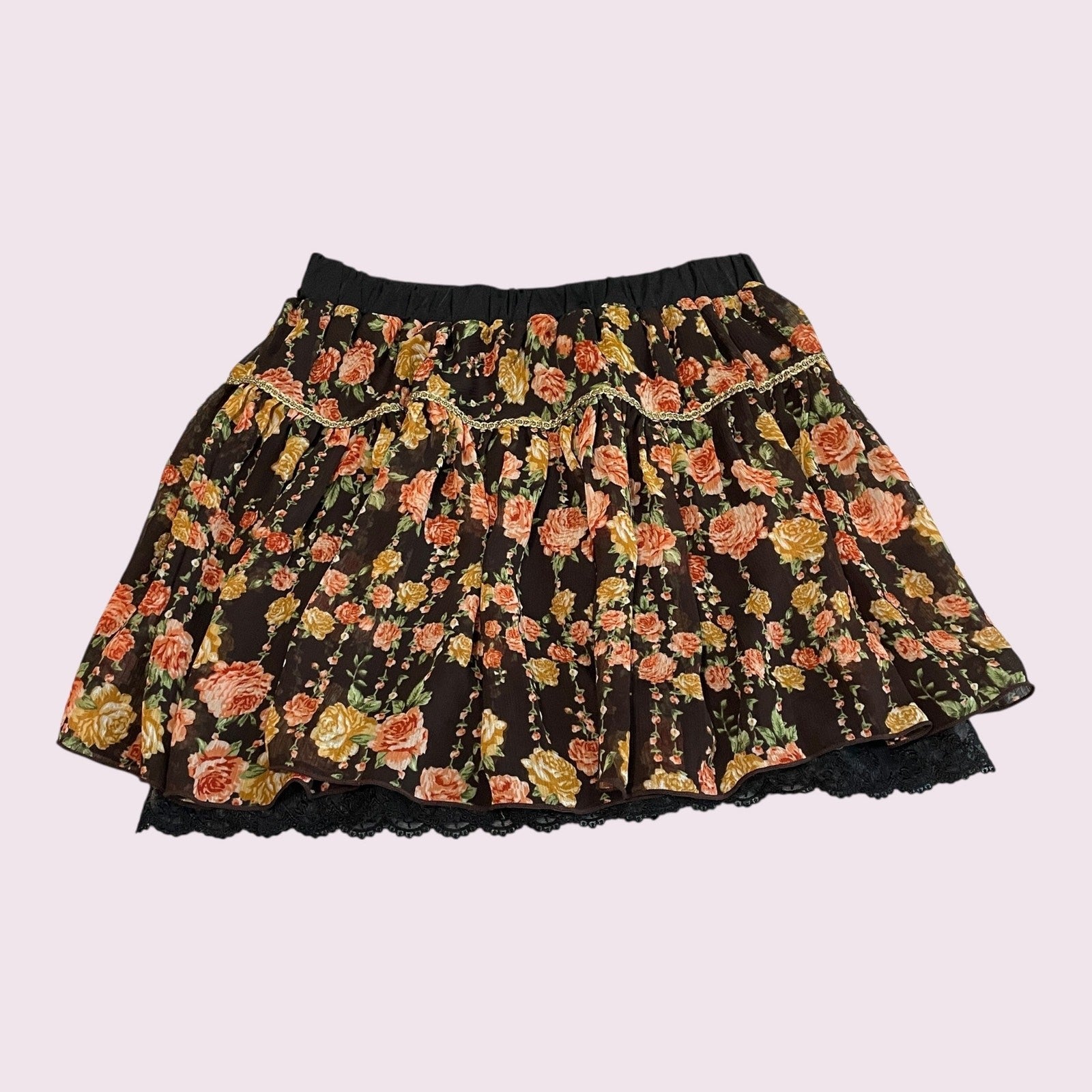 Vintage Japanese Floral Print Mini Skirt1