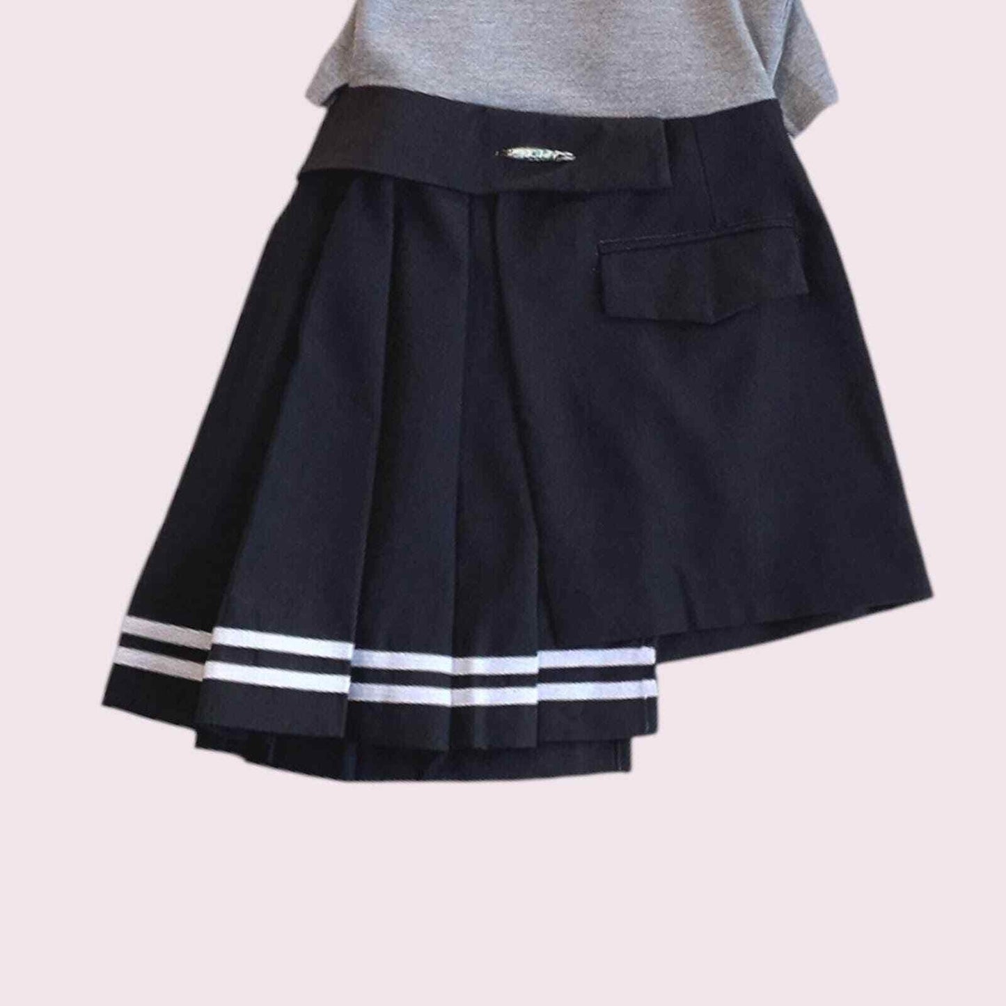 Academia girls style irregular pleated dress2