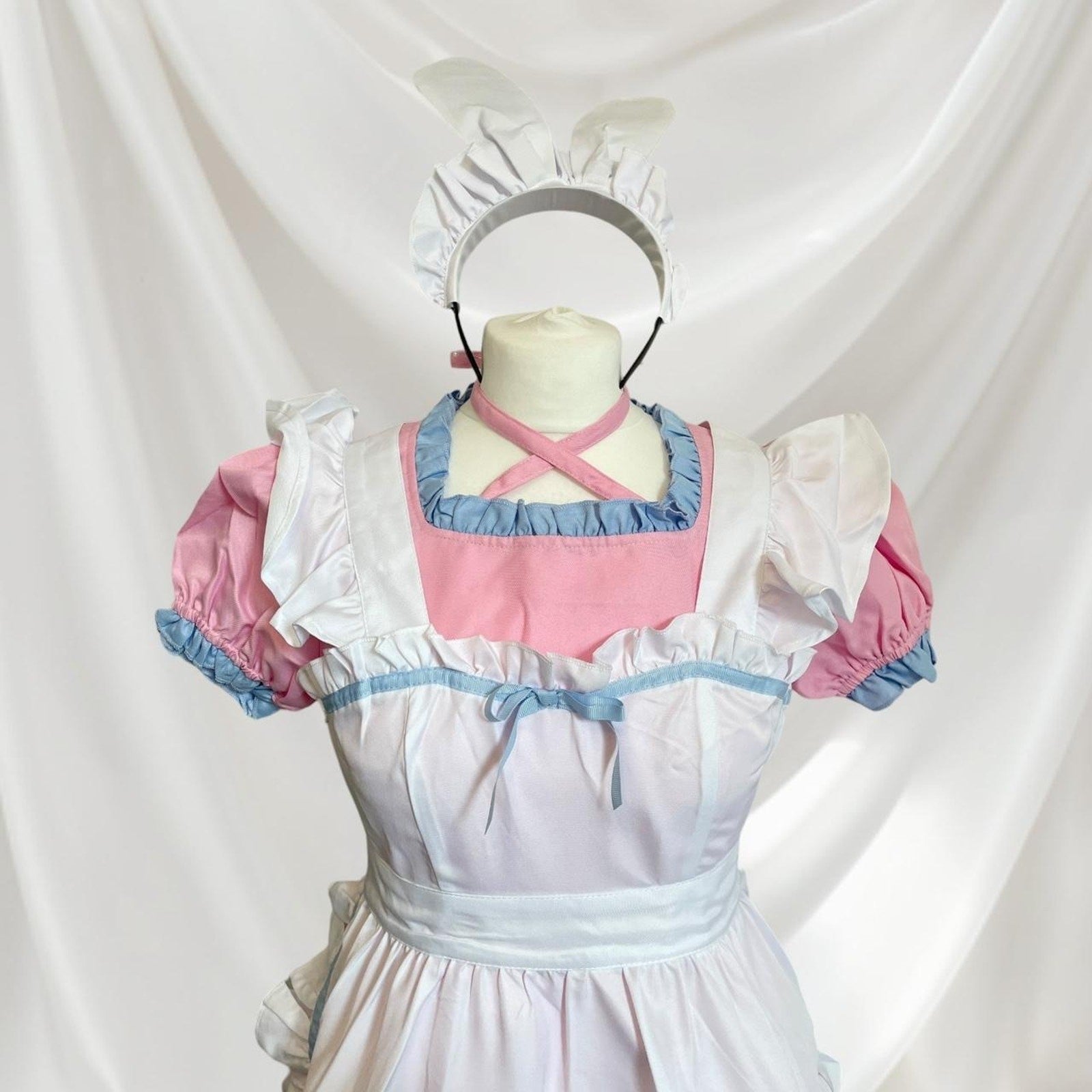 Bodyline bunny maid dress with apron, headband, and tail Halloween costume3
