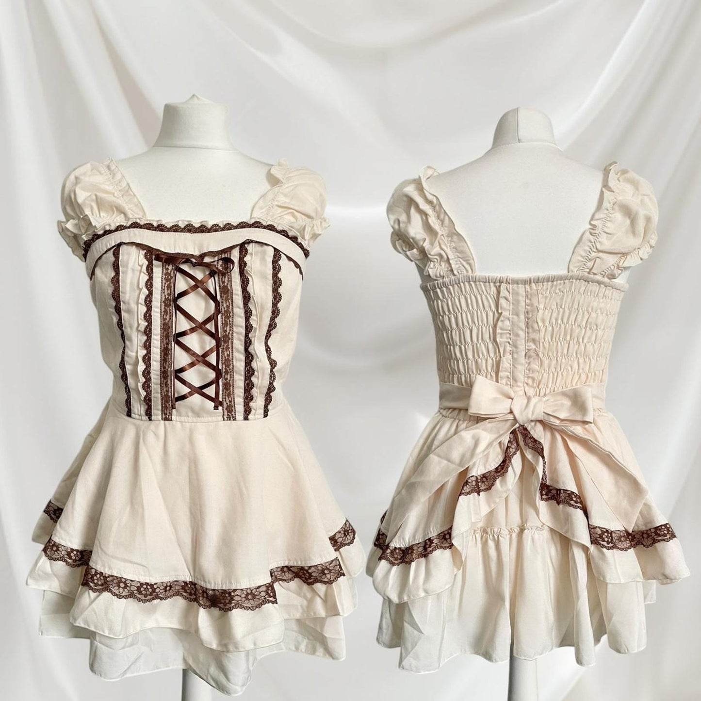 Axes Femme rare milkmaid mini dress with laceup and tieback detailing0