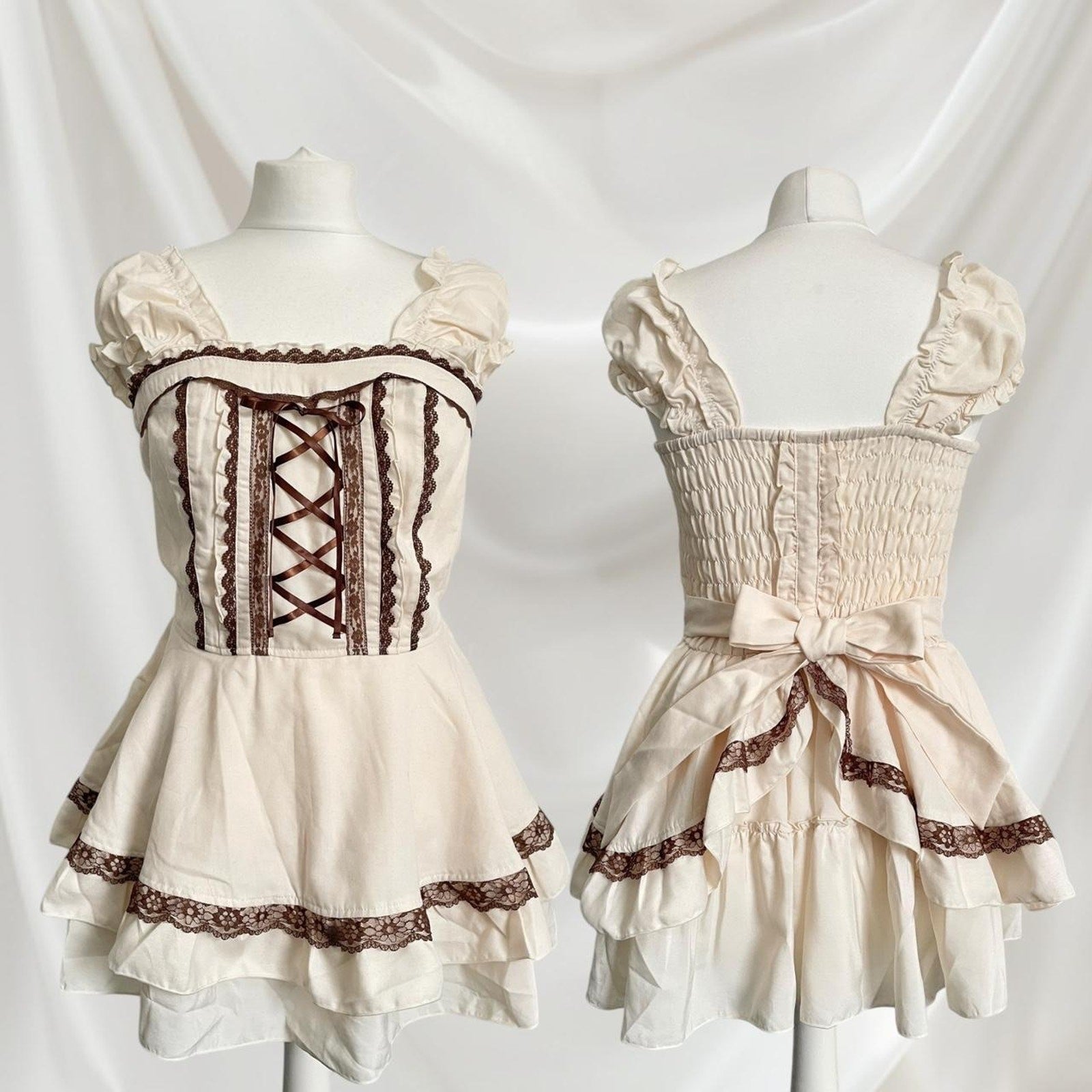 Axes Femme rare milkmaid mini dress with laceup and tieback detailing0