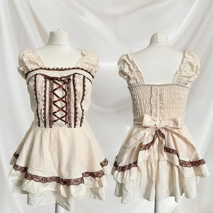 Axes Femme rare milkmaid mini dress with laceup and tieback detailing0