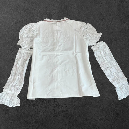 Majoretty White Blouse with Detachable Lace Sleeves Jirai Kei Ryousangata Top1