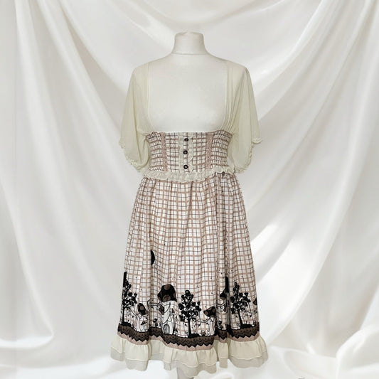 Axes Femme beige plaid dress with built-in sleeves0