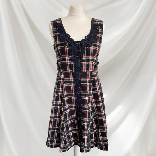 Axes Femme plaid dress with embroidery detail one-size0