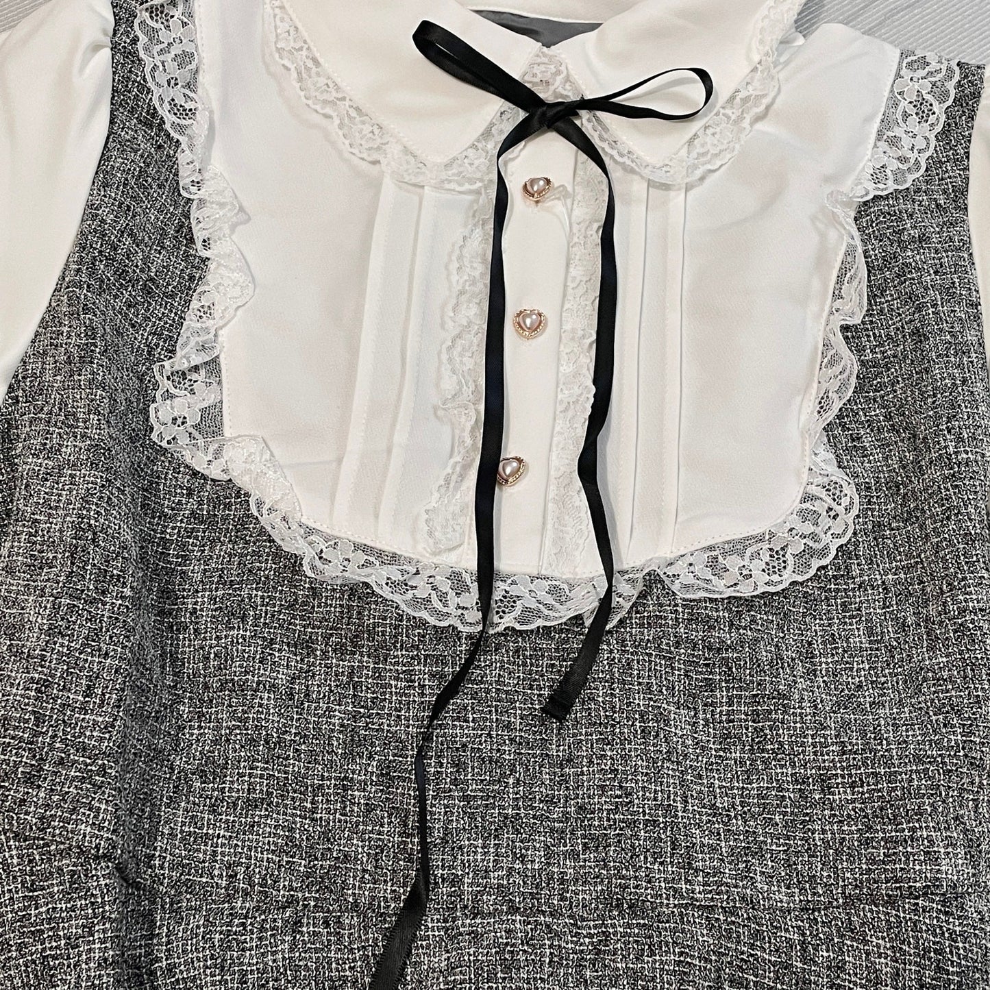 Jirai Kei dress faux-two-piece dress – tweed pinafore look Jfashion5