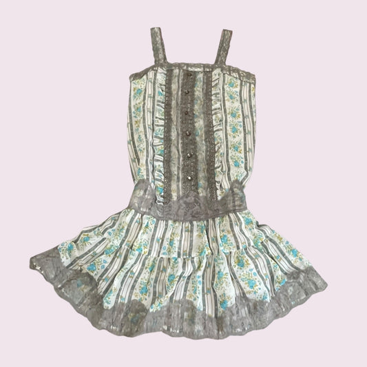 Axes Femme Stripe Floral Lace Mini Dress0
